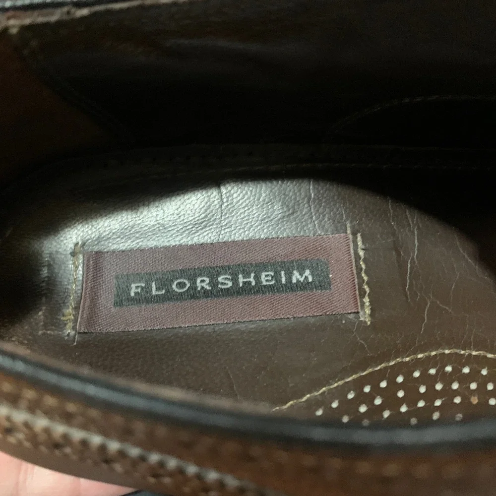 Florsheim Lexington Oxford Mens 12 Wingtip Cognac Brown Pebbled Leather 17066
